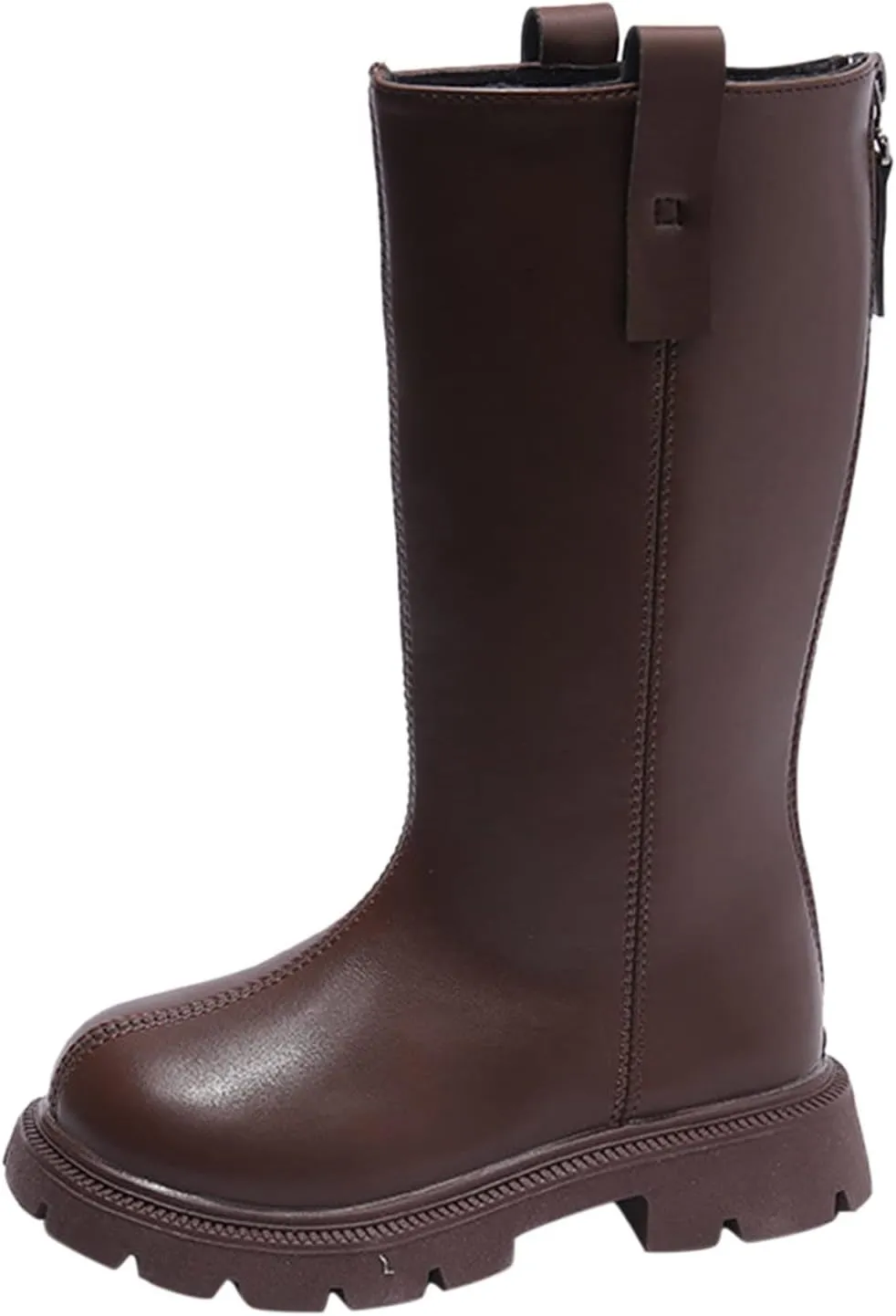 Girls Mid Calf Boots Knee High Chunky Low Heels Non Slip Black Boots With Thick Soles for Winter School Part Dress up