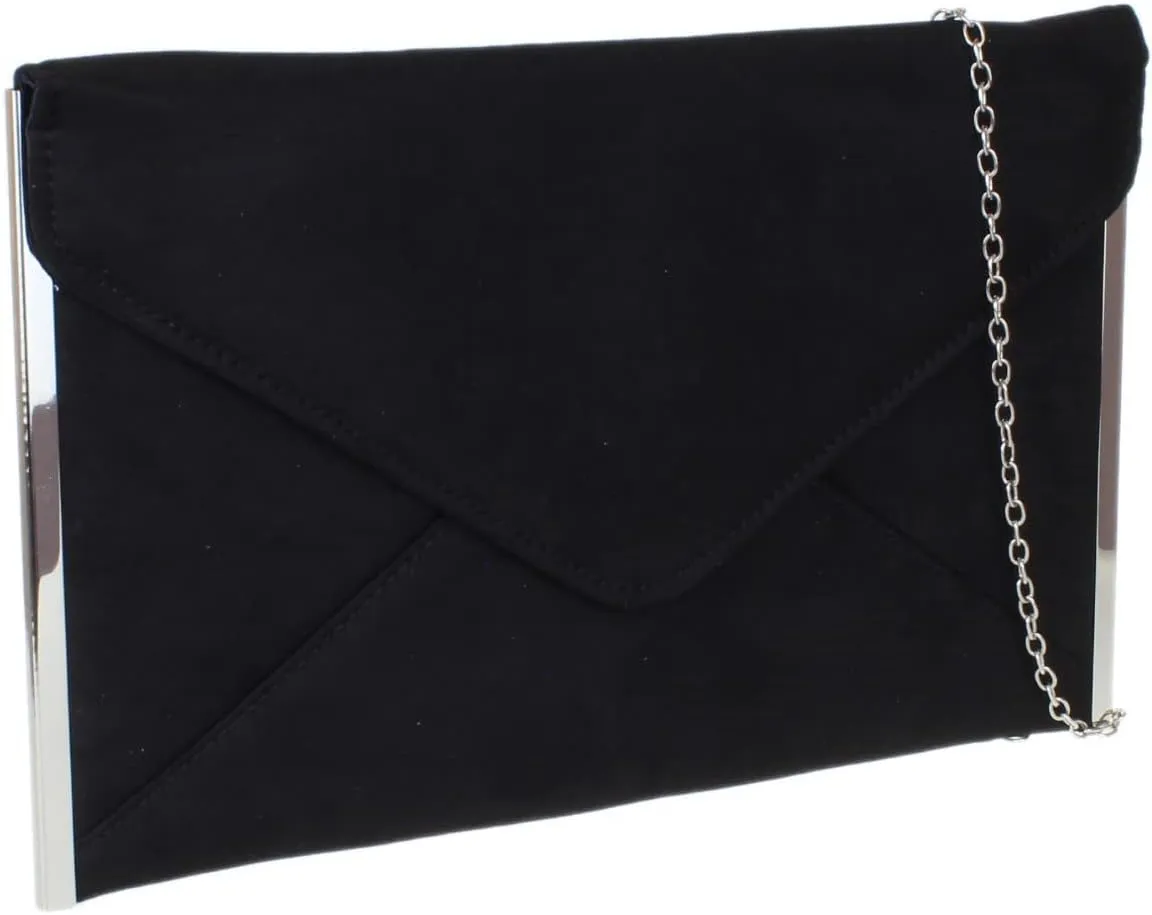Girly HandBags Womens Faux Suede Plain Clutch Bag