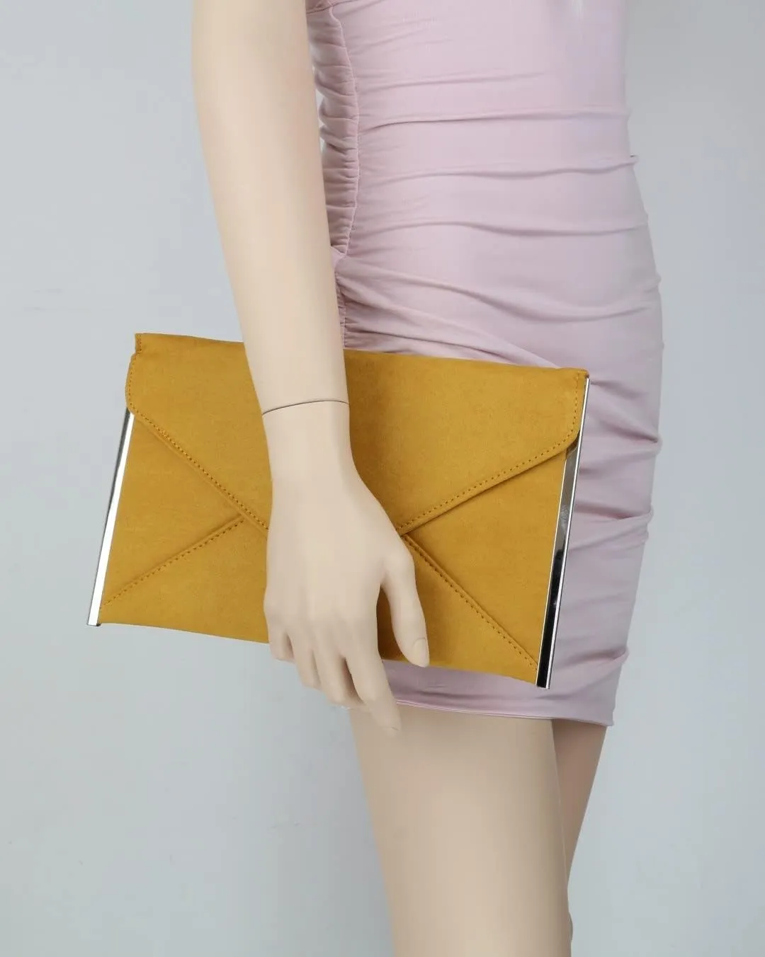 Girly HandBags Womens Faux Suede Plain Clutch Bag