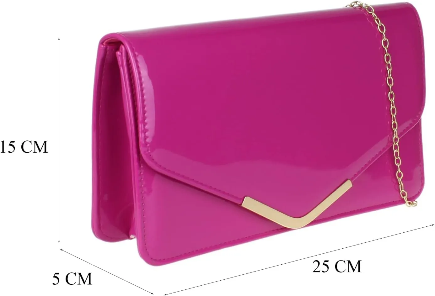 Girly HandBags Womens Patent Faux Leather Envelope Clutch Bag Shoulder Bag Party