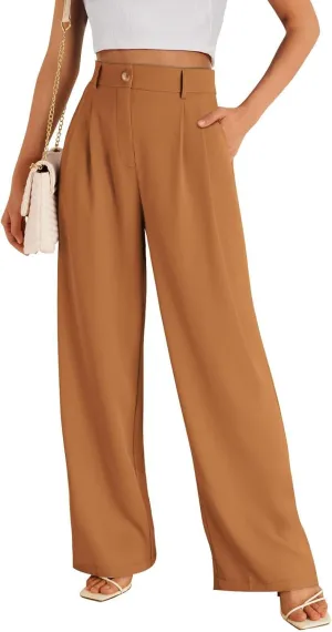 GLIENST Womens Wide Leg Dress Pants High Waisted Long Flowy Casual Dressy Trousers with Pockets