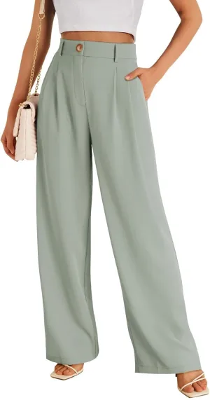 GLIENST Womens Wide Leg Dress Pants High Waisted Long Flowy Casual Dressy Trousers with Pockets