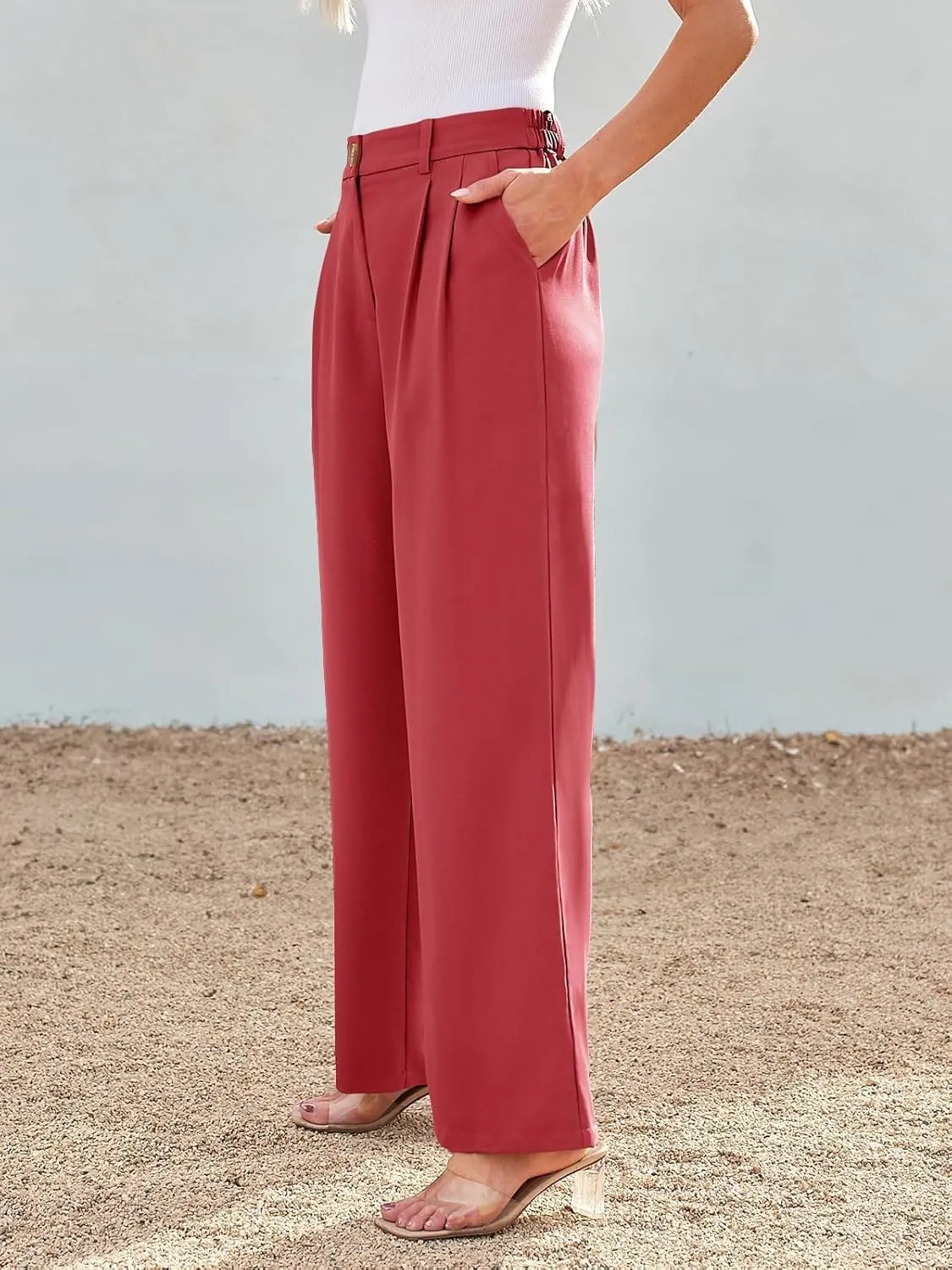 GLIENST Womens Wide Leg Dress Pants High Waisted Long Flowy Casual Dressy Trousers with Pockets
