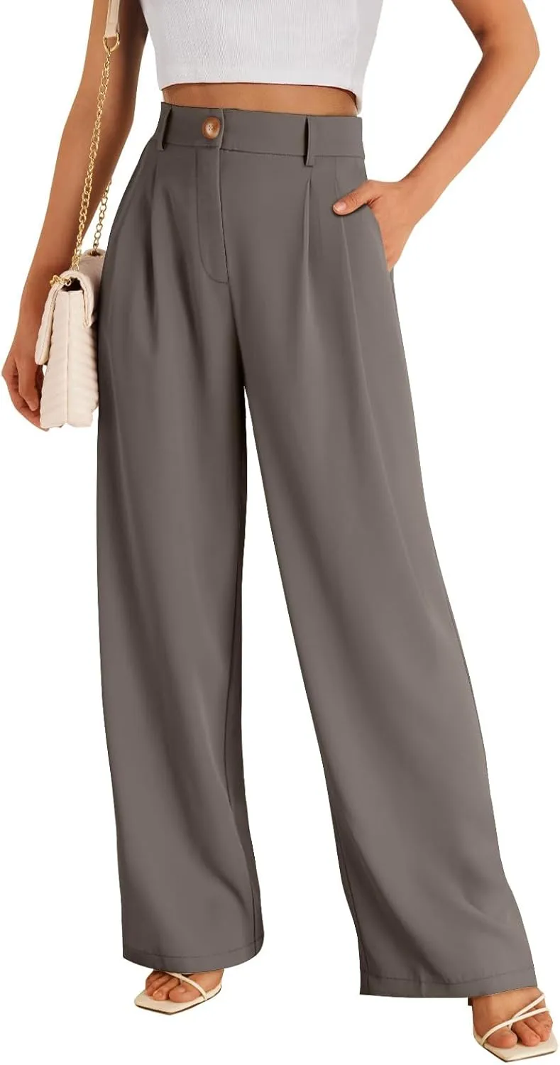 GLIENST Womens Wide Leg Dress Pants High Waisted Long Flowy Casual Dressy Trousers with Pockets