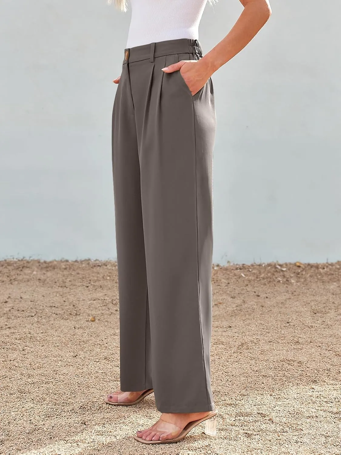GLIENST Womens Wide Leg Dress Pants High Waisted Long Flowy Casual Dressy Trousers with Pockets