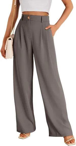 GLIENST Womens Wide Leg Dress Pants High Waisted Long Flowy Casual Dressy Trousers with Pockets