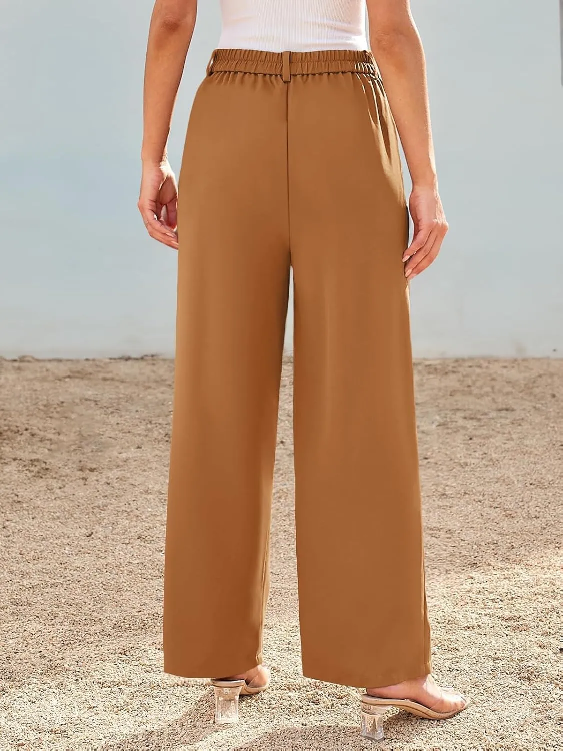 GLIENST Womens Wide Leg Dress Pants High Waisted Long Flowy Casual Dressy Trousers with Pockets