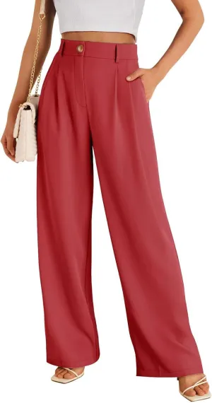GLIENST Womens Wide Leg Dress Pants High Waisted Long Flowy Casual Dressy Trousers with Pockets