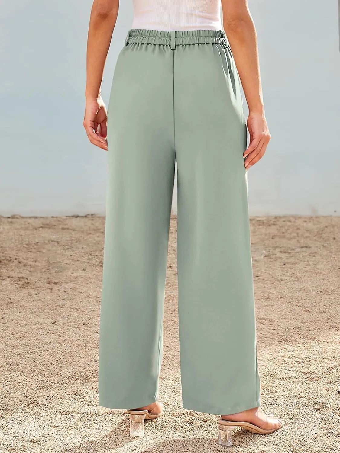 GLIENST Womens Wide Leg Dress Pants High Waisted Long Flowy Casual Dressy Trousers with Pockets