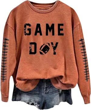 GOFULY Football Sweatshirts For Women Lightweight Game Day Shirts Long Sleeve Fall Sweatshirts 2024 Crewneck Outfits Tops