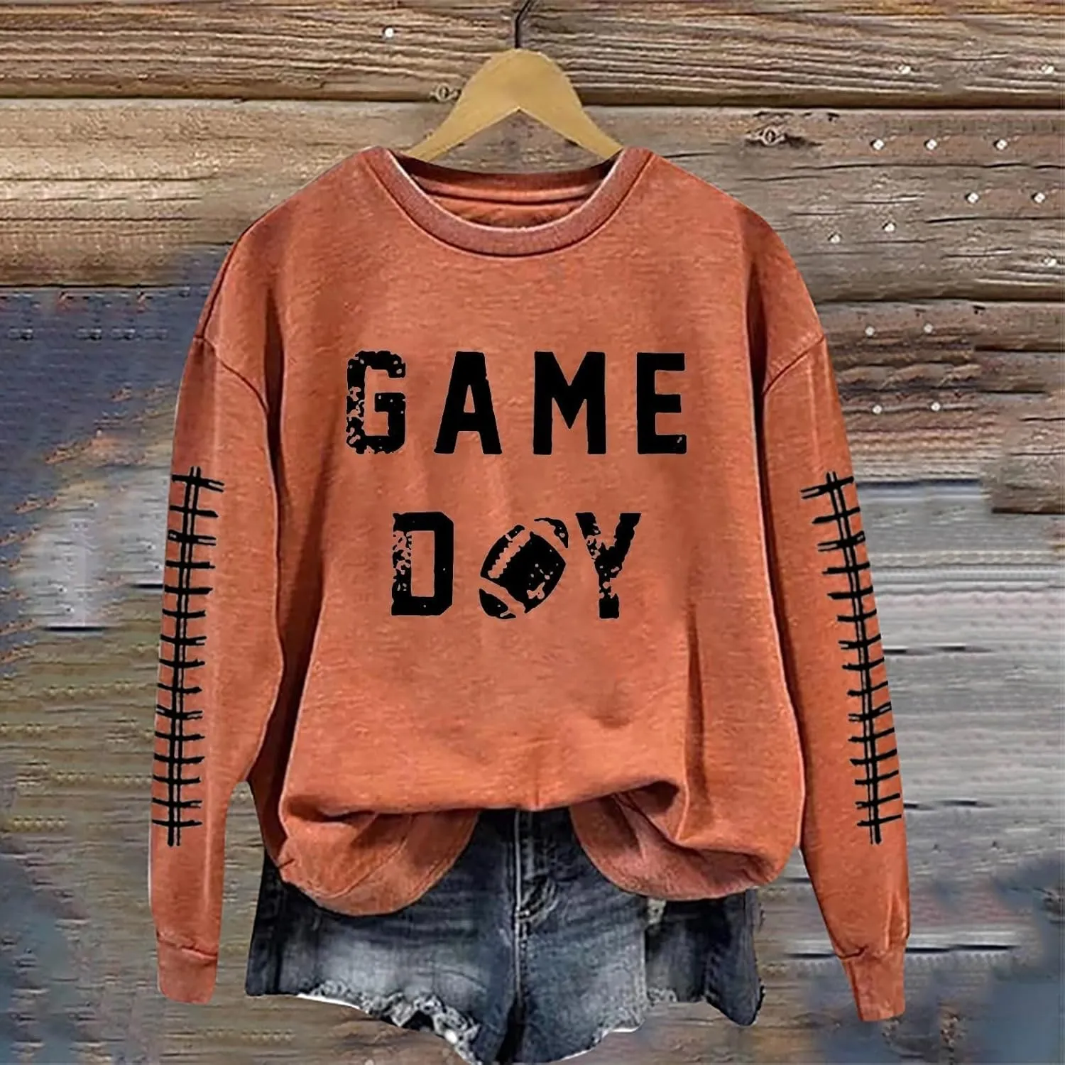 GOFULY Football Sweatshirts For Women Lightweight Game Day Shirts Long Sleeve Fall Sweatshirts 2024 Crewneck Outfits Tops