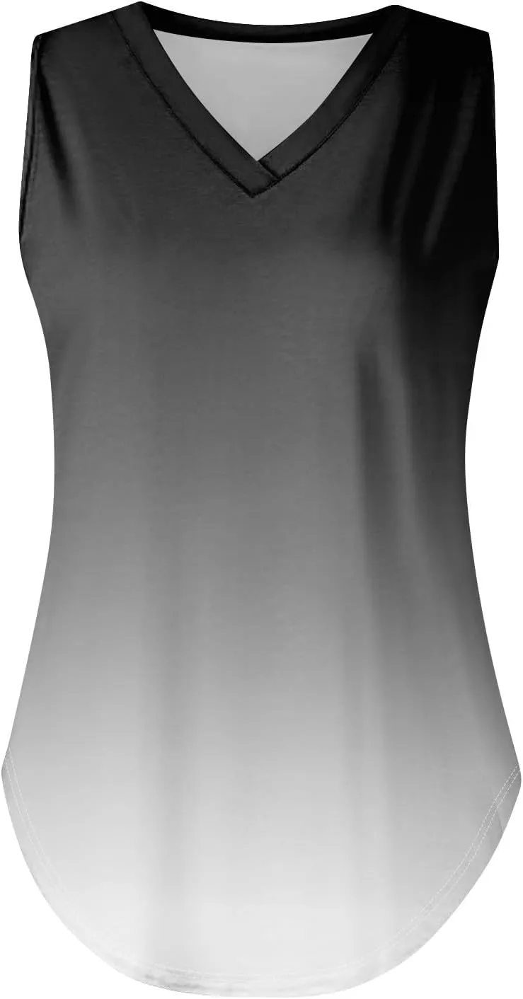 GOFULY Tank Top for Women Dressy V Neck Tops Loose Fit Sleeveless Floral Print Shirts Dressy Casual Summer 2025 Blouses