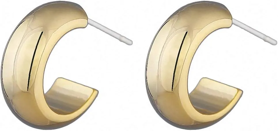 Gold C Shape Stud Earrings Minimalist Metal Geometric Statement Earrings