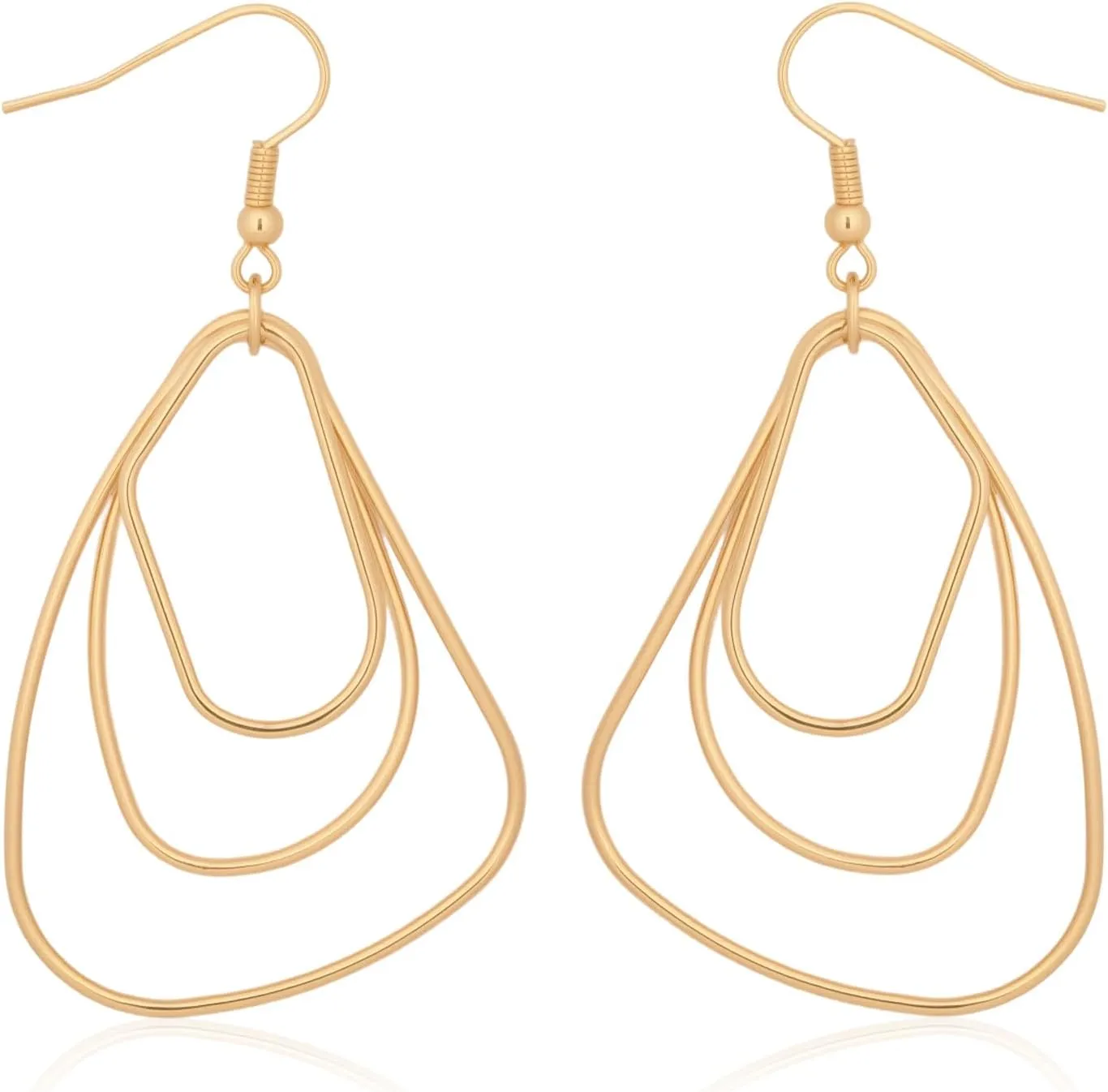 Gold Dangle Earrings for Women with Three Irregular Circle Drop Geometric Minimalist Hook Earrings