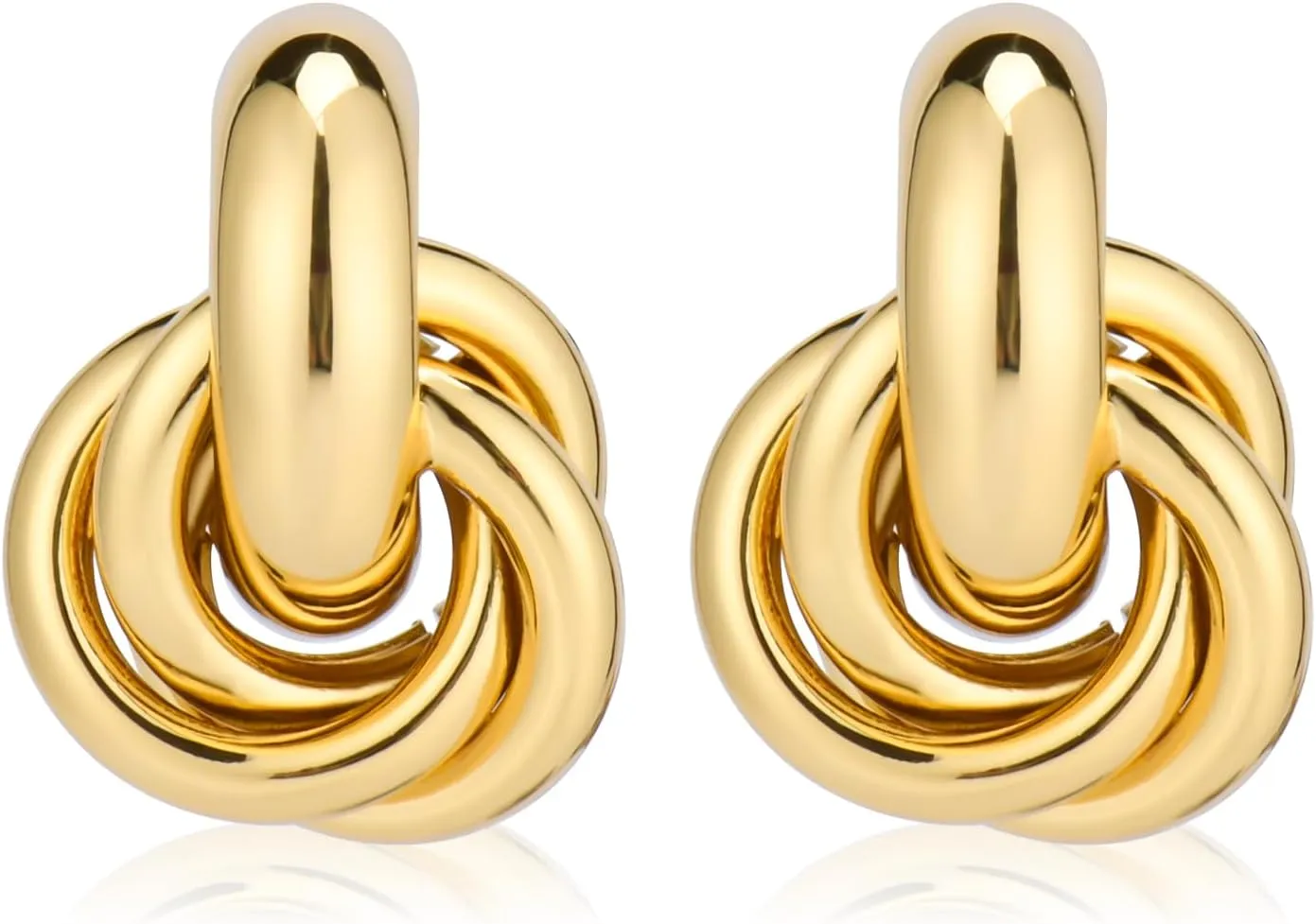 Gold Geometric Drop Dangle Earrings for Women 18K Chunky Gold Knot Stud Gold Plated Earrings Trendy Twisted Link Earring Jewelry Gift