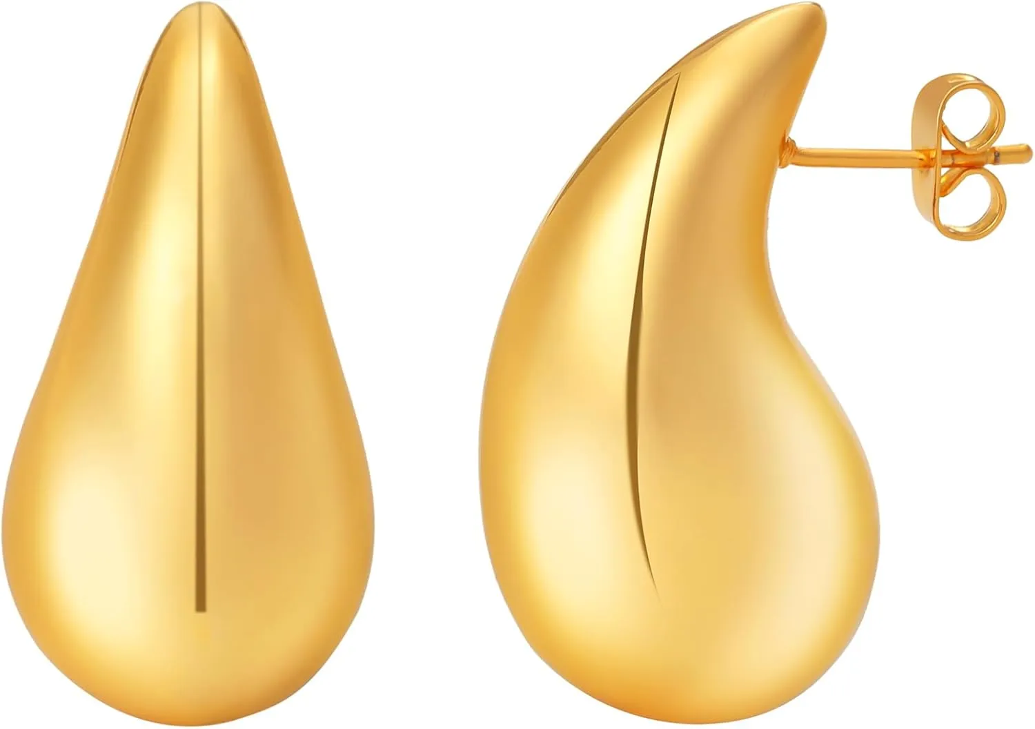 Gold Geometric Waterdrop Earrings for Women, Dupes Lightweight Chunky Gold Plated Hoop Earrings Jewelry Gift for Women