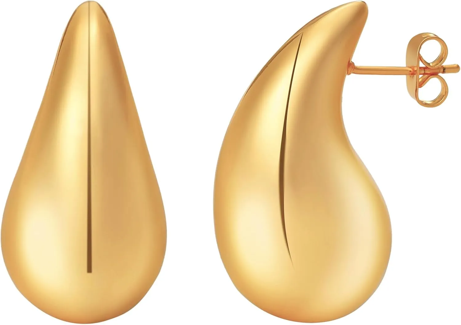 Gold Geometric Waterdrop Earrings for Women, Dupes Lightweight Chunky Gold Plated Hoop Earrings Jewelry Gift for Women