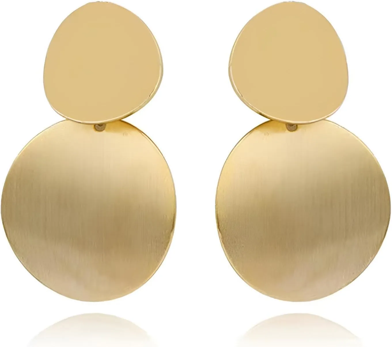 Gold Silver Round Disc Dangle Earrings Minimalist Circle Geometric Statement Drop Earrings for Women