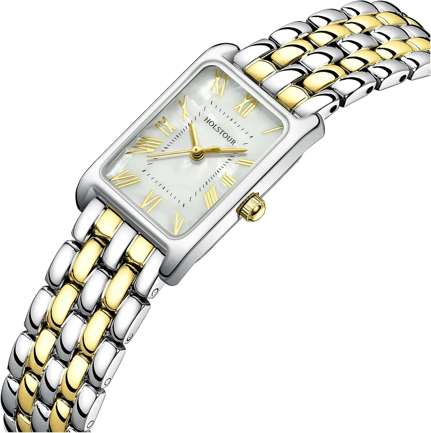 Gold Watches for Women Vintage Bracelet Roman Dial Rectangular Case Gold Watch Waterproof with Tools