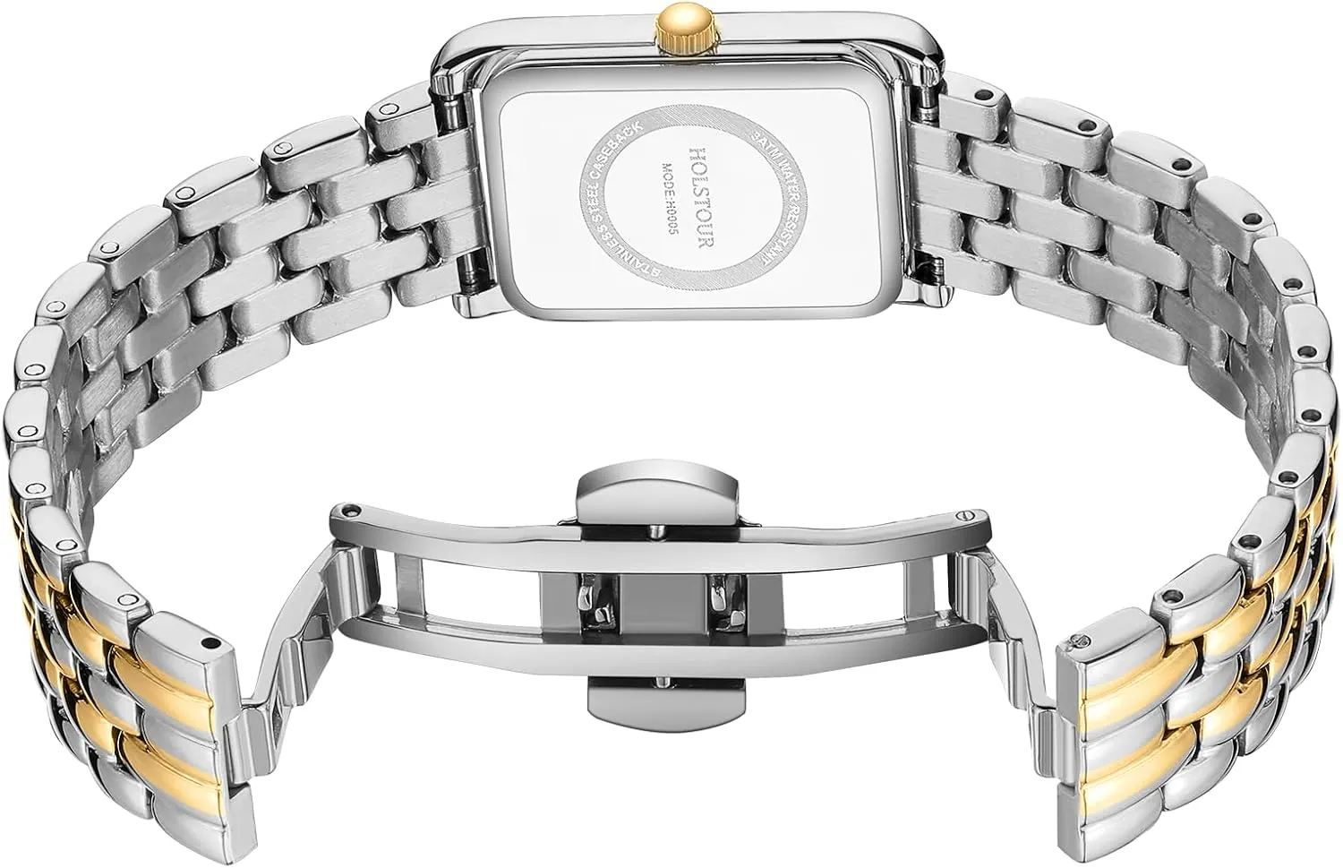 Gold Watches for Women Vintage Bracelet Roman Dial Rectangular Case Gold Watch Waterproof with Tools