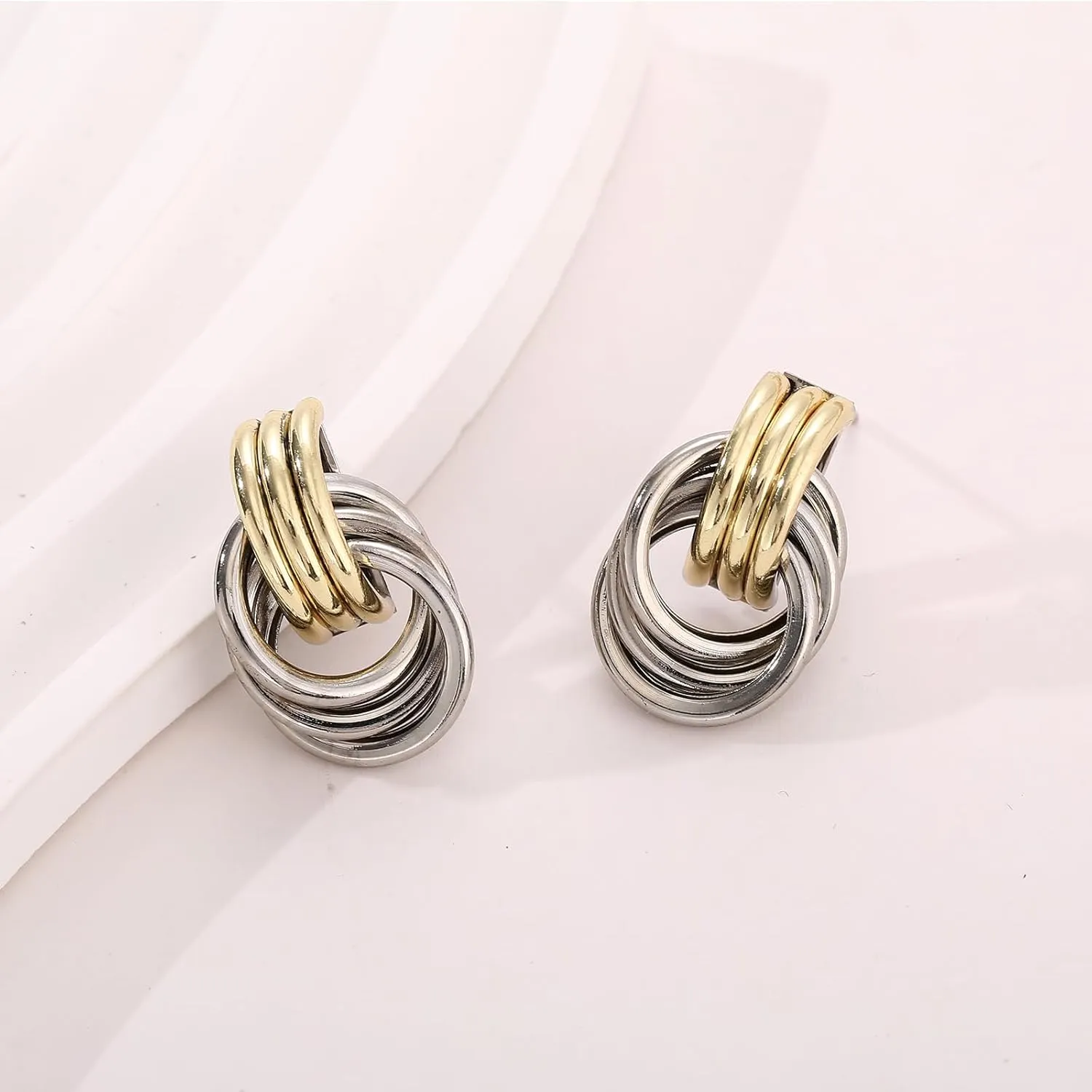 Gold/Silver Statement Geometric Earrings for Women Chunky Gold Knot Link Drop Dangle Earrings Trendy Jewelry Gift