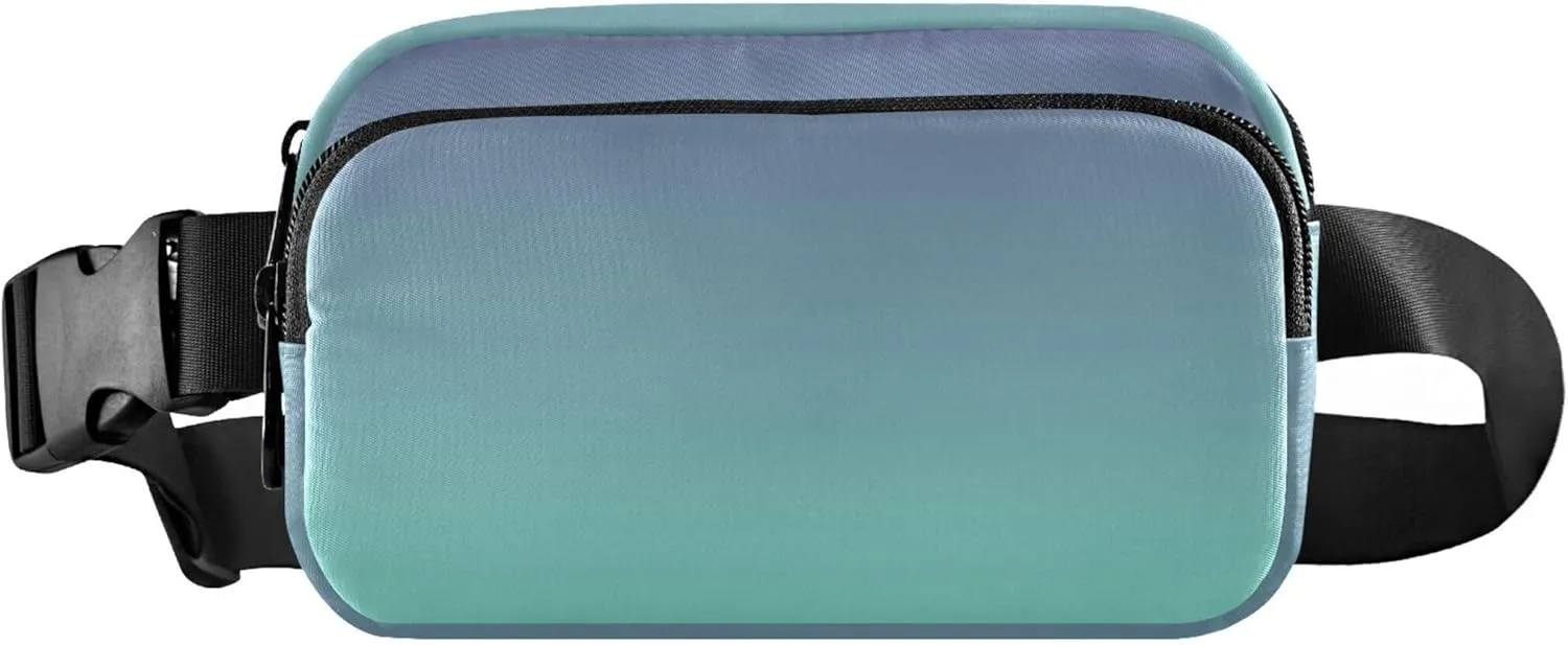 Gradient Violet Aquamarine Ombre Waterproof Women Fanny Pack Large Hip Belt Bag Neon Cross Body Waist Purse