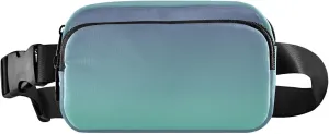 Gradient Violet Aquamarine Ombre Waterproof Women Fanny Pack Large Hip Belt Bag Neon Cross Body Waist Purse