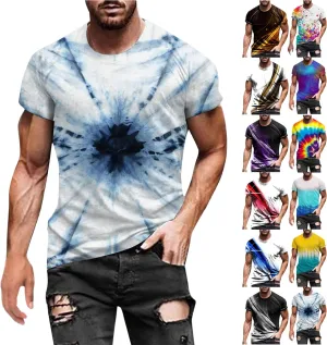 Graphic Tee Shirts for Men 2025 Fashion Short Sleeve Contrast Color Casual Shirt Loose Crewneck Beach Summer Tops