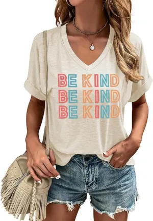 Graphic V Neck Shirt for Women Boho Floral Wildflowers Tee Casual Cottagecore Summer T-Shirt Blouse