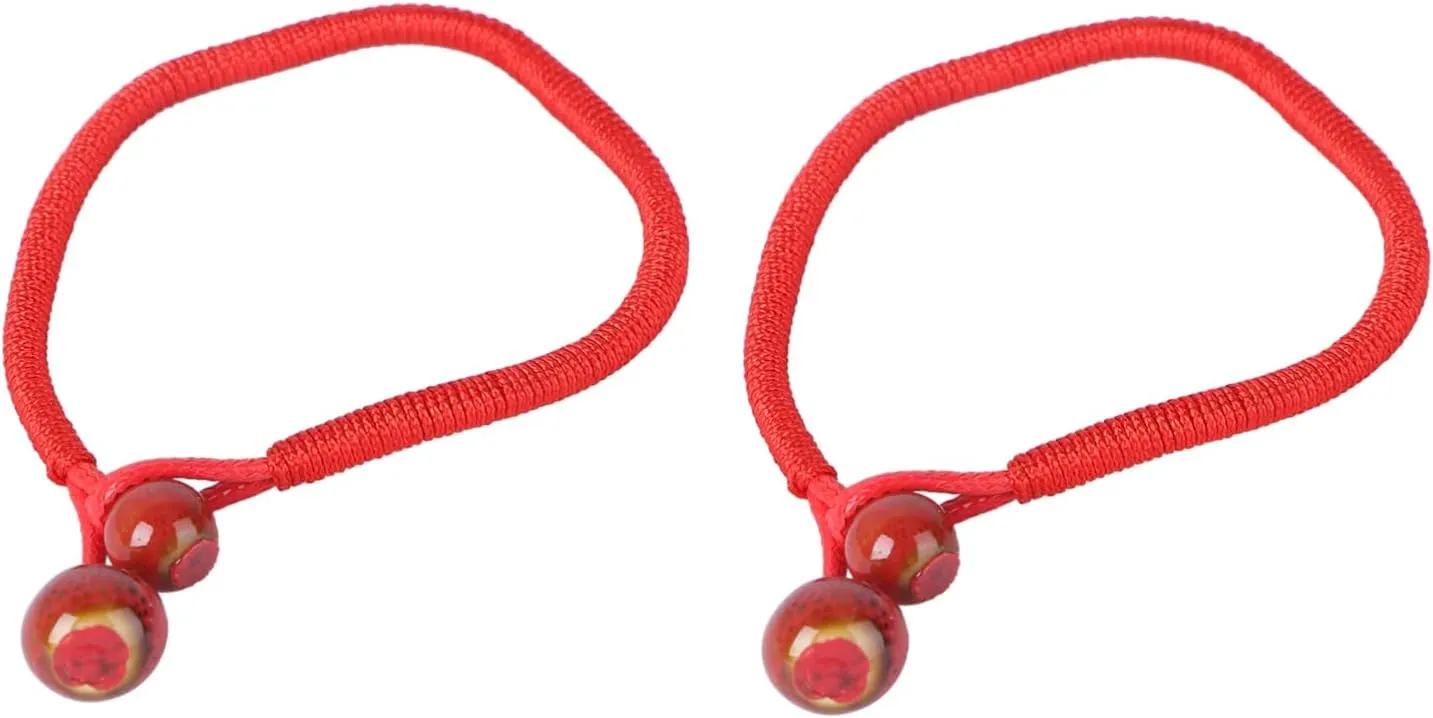 Hand Jewelry Red Cord Bracelet Set Handmade Woven Couples Bangle Unique Present for Friends