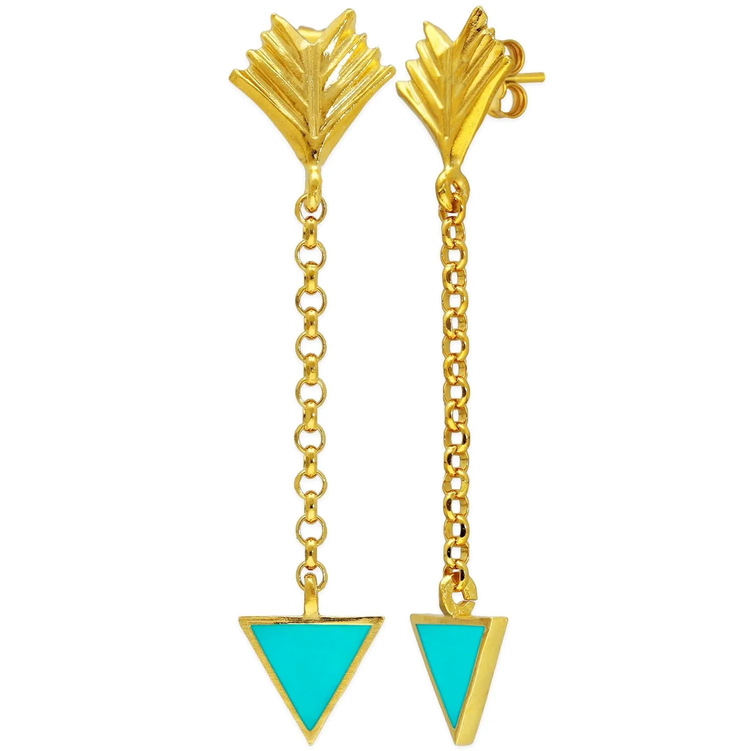 Handmade drop dangle turquoise enamel sterling Gold silver earrings earrings dangle earrings geometric earrings Minimalists stud Her