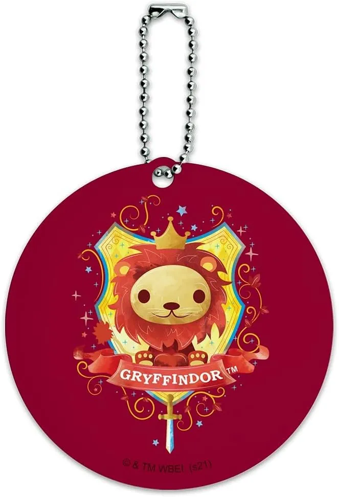 Harry Potter Chibi Gryffindor Crest Round Luggage ID Tag Card Suitcase Carry-On