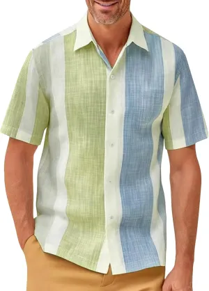 Hawaiian Button Down Shirts for Men Short Sleeve Tropical Print Tops Casual Loose Summer Beach Holiday Basic Tees 2025