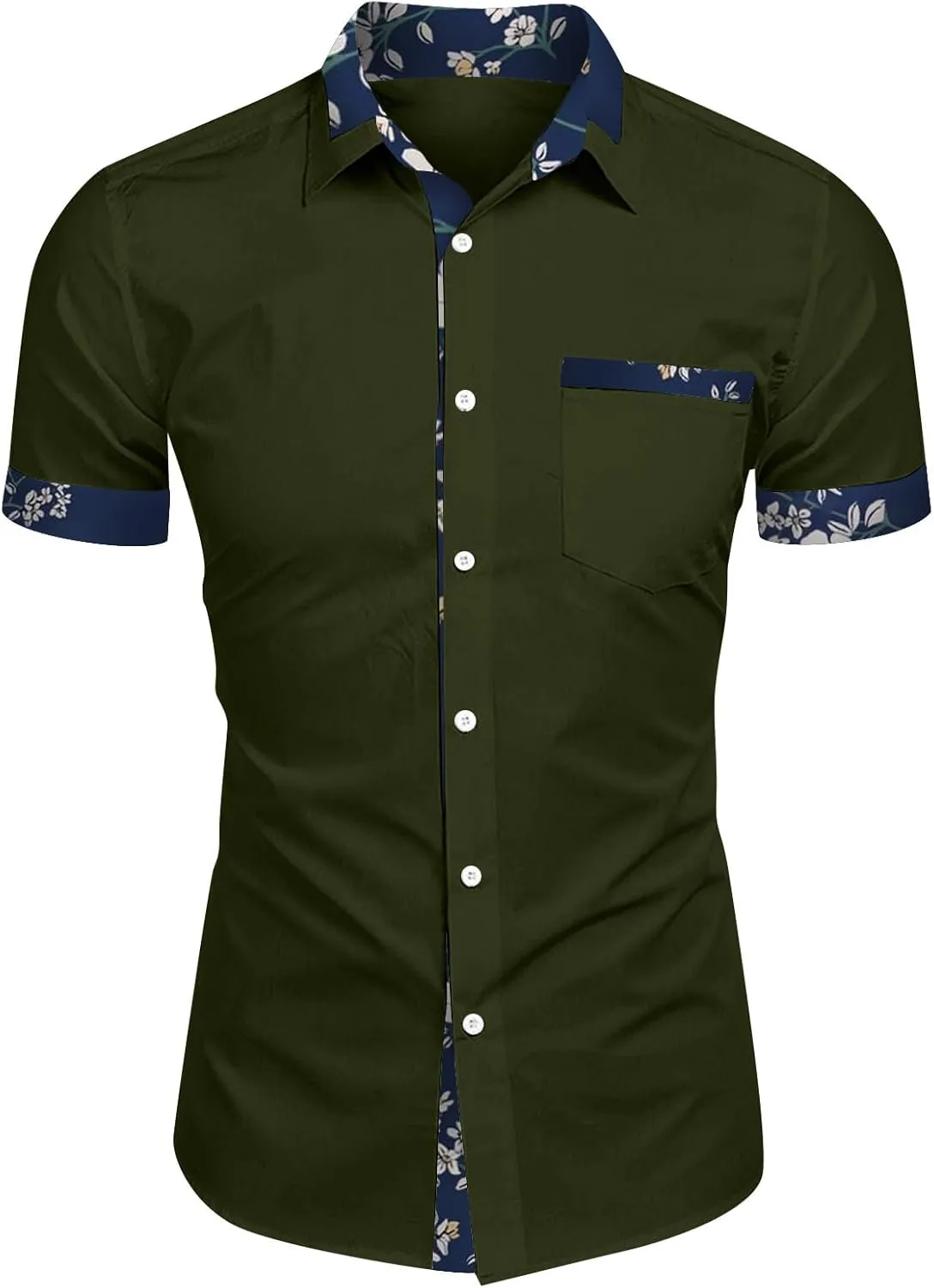 Hawaiian Shirt for Men Button Down Cuban Guayabera Tops V Neck Short Sleeve Aloha Shirts Summer Beach Camp Blouses