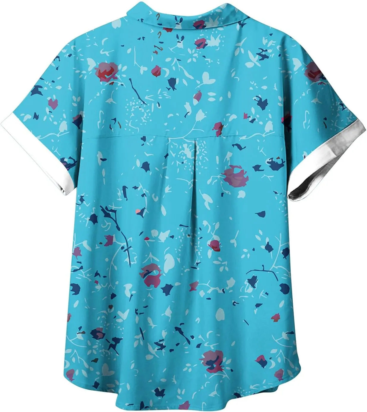 Hawaiian Shirts for Women Button Down Short Sleeve V Neck T Shirts Boho Floral Print Summer Blouses with Pockets