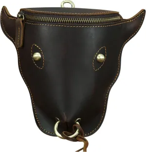 Head Layer Leather Leather Waist Bag Men'S Retro Cool Cow Head Hanging Bag Wear Waist Belt Cell Phone Waist Pack Bags (Coffee, One Size)