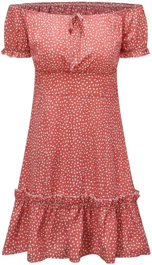 HHmei Women's Summer Casual Sleeveless Dresses, Off Shoulder Above Knee Party Dress Sundress