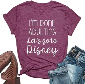 Holiday Cute Funny Shirt Women Letter Print Family Trip Tees Tops Vacation Graphic Casual Short Sleeve T Shirt