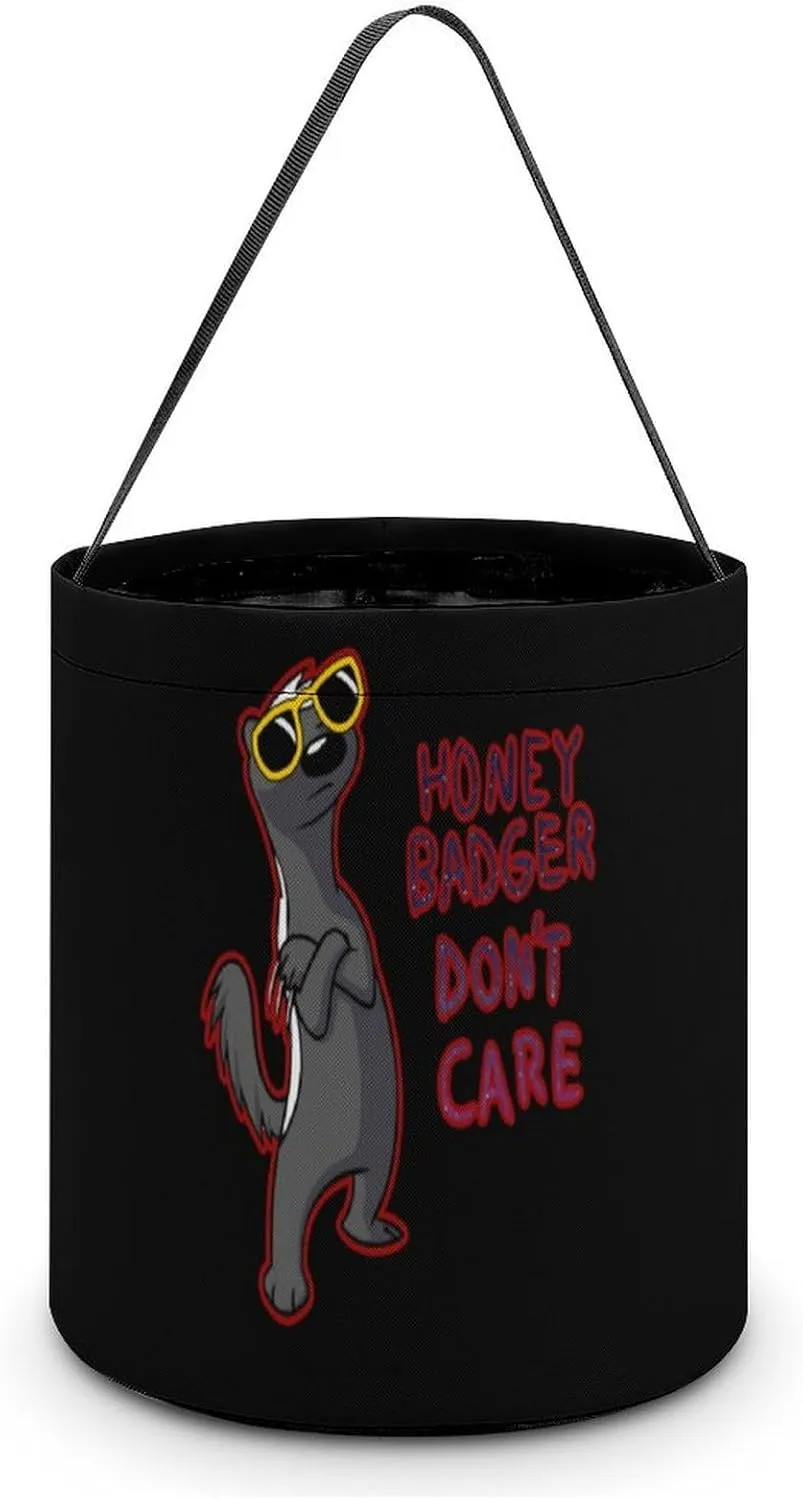 Honey-Badger Don T Care Funny Easter Egg Bags Trick-o-r-Treat Tote Bag Reusable Bucket Storage Basket Handbag Party Novelty