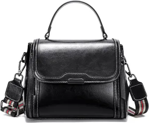 imeetu Oil Wax Leather Handbags for Women, Crossbody Bag Removable Shoulder Strap