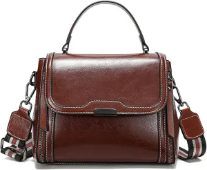 imeetu Oil Wax Leather Handbags for Women, Crossbody Bag Removable Shoulder Strap