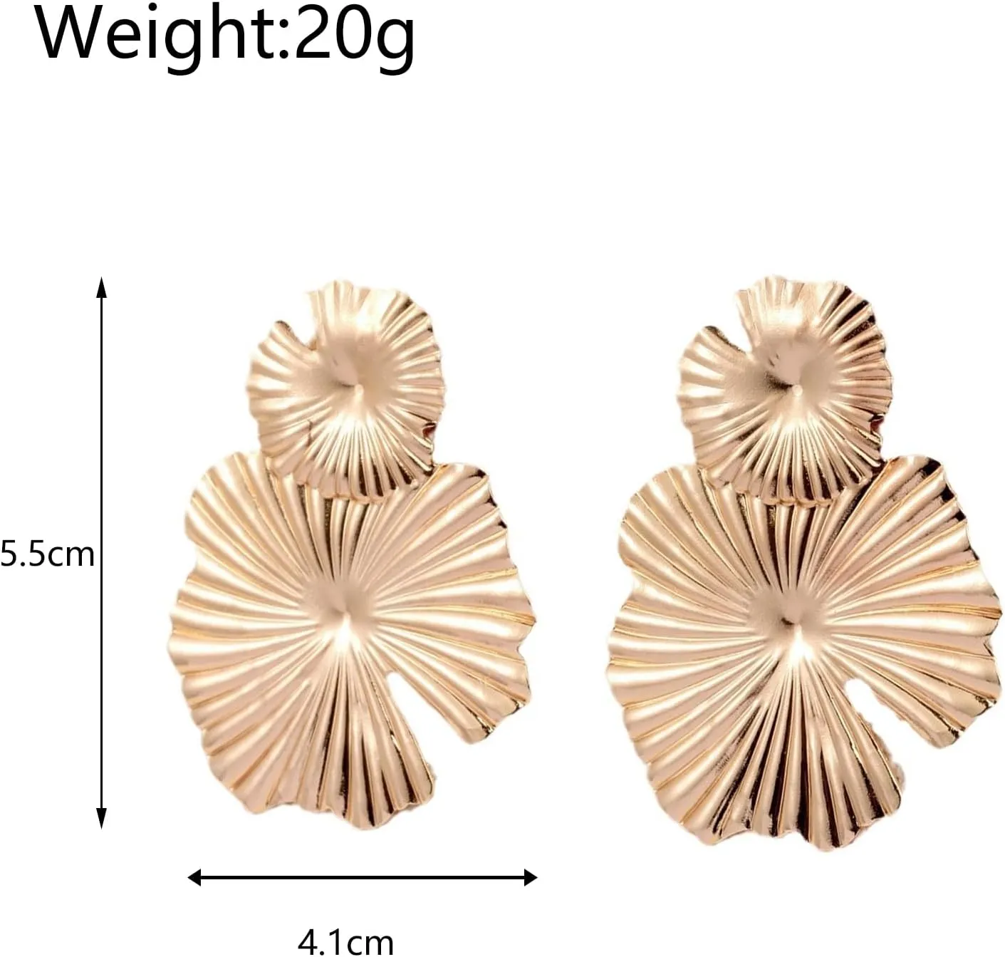 Irregular Gold Plated Leaf Dangle Earrings for Women Exaggerate Geometric Texture Large Metal Dangling Earrings Unique Statement Jewelry Gifts