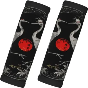 Japanese Crane 2 Pack Luggage Handle Wraps for Suitcase Crane Flower Luggage Identifiers Neoprene Handle Grips Covers Comfort Travel Accessories