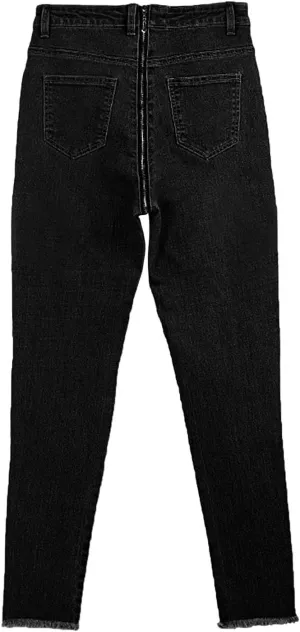Jeans for Women Back Zip Jeans Women Skinny Stretch Denim Pencil Pants High Waist Trouser Pants for Women