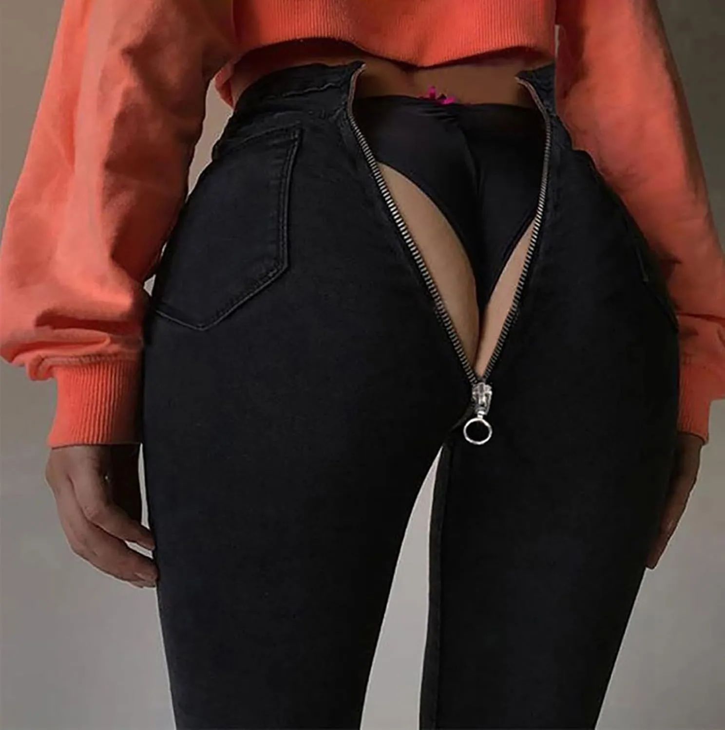 Jeans for Women Back Zip Jeans Women Skinny Stretch Denim Pencil Pants High Waist Trouser Pants for Women