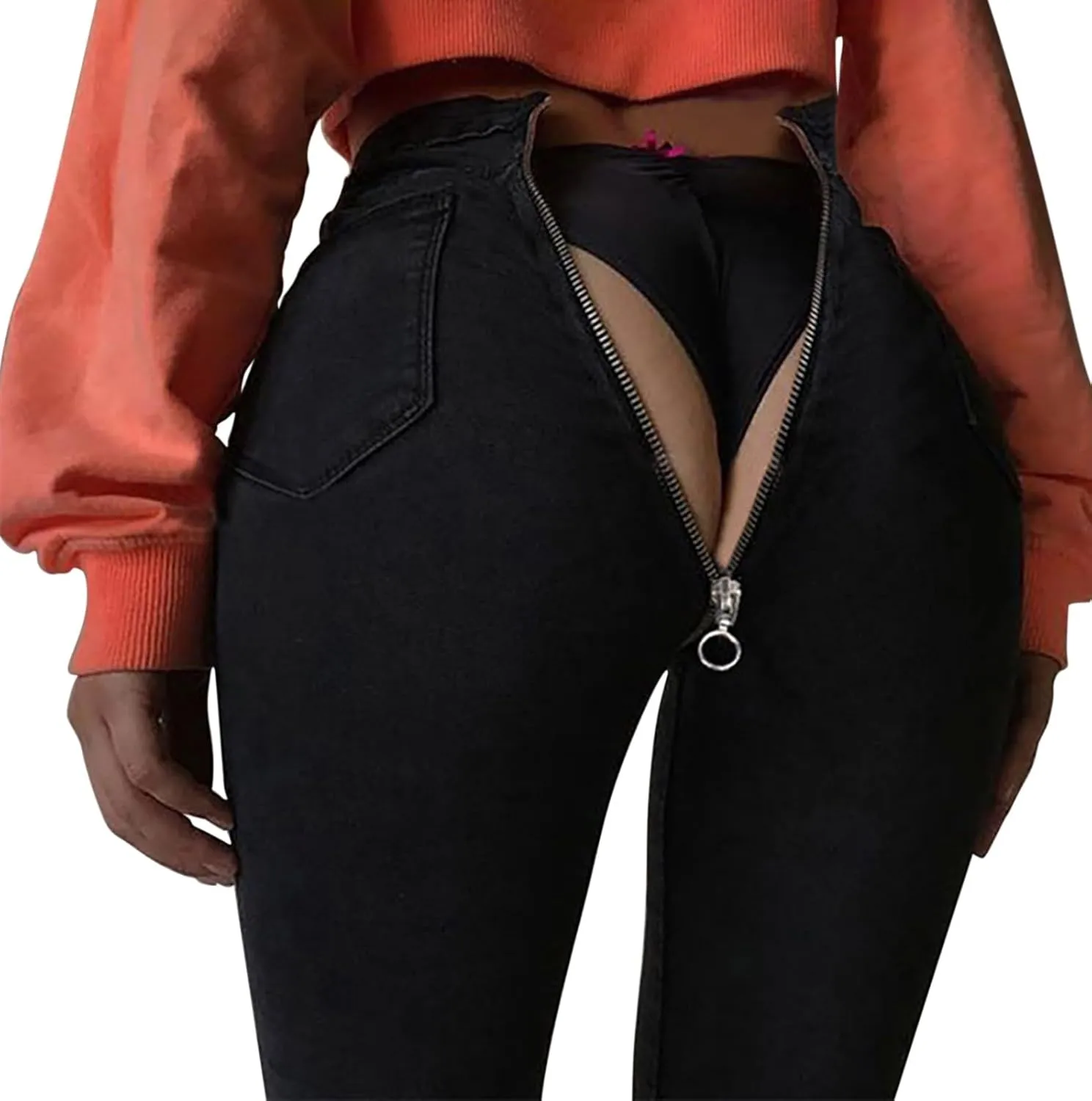 Jeans for Women Back Zip Jeans Women Skinny Stretch Denim Pencil Pants High Waist Trouser Pants for Women