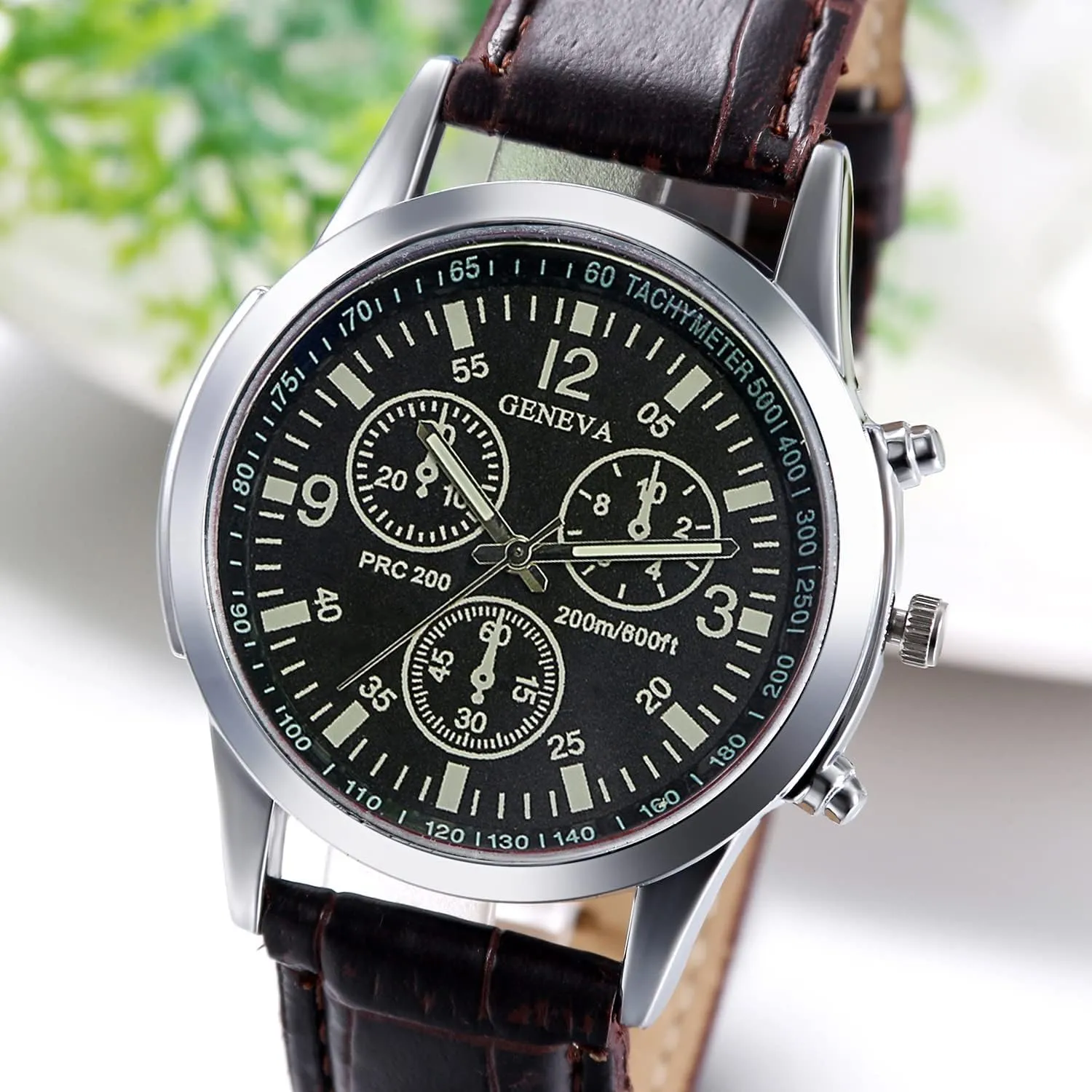 JewelryWe Business Casual Men's Quartz Wrist Watch Dial Leather Strap Watches