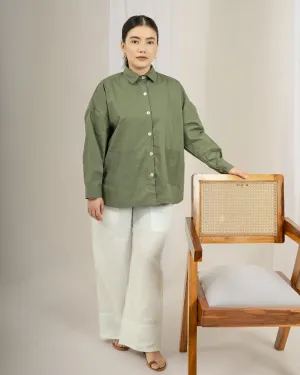 Jiyū Oversized Flap Shirt : Olive