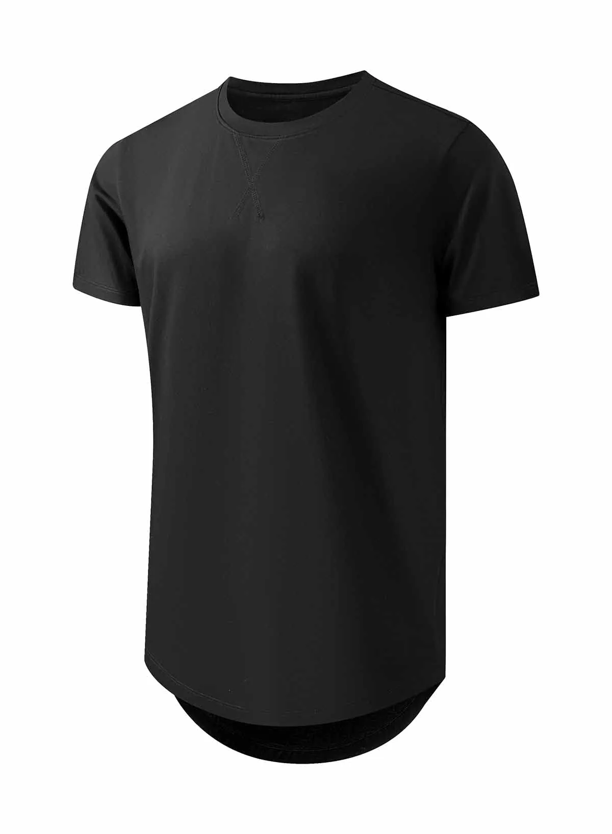 JMIERR Men's 3 Pack Cotton Hipster Hip Hop Longline Crewneck T-Shirt, Short Sleeve Gym Workout Athletic T Shirts for Men Pack,2XL, Black/Black/White
