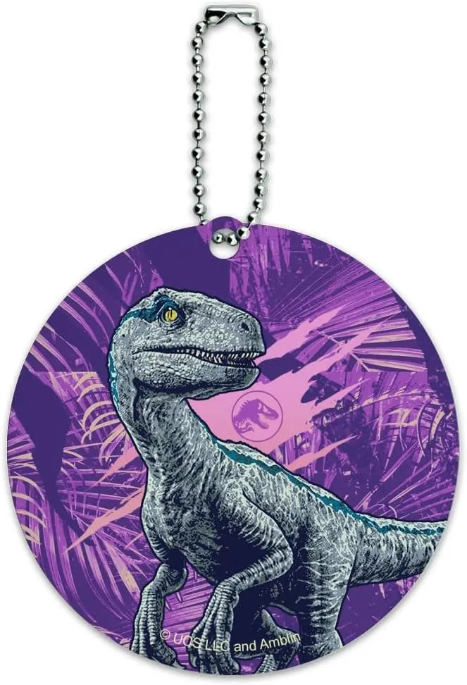Jurassic World Raptor Round Luggage ID Tag Card Suitcase Carry-On